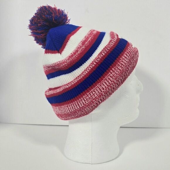 NFL New York Giants Adult Knit Beanie Hat Striped Fleece Lined Blue Red Football - Picture 5 of 7